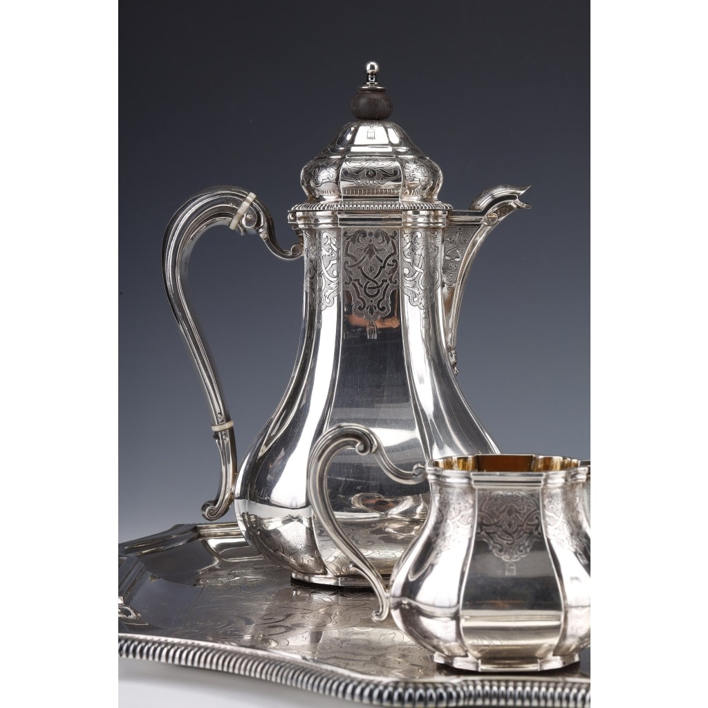 A. AUCOC – Service THE/CAFE 6 pieces argent XIXè | Biron 