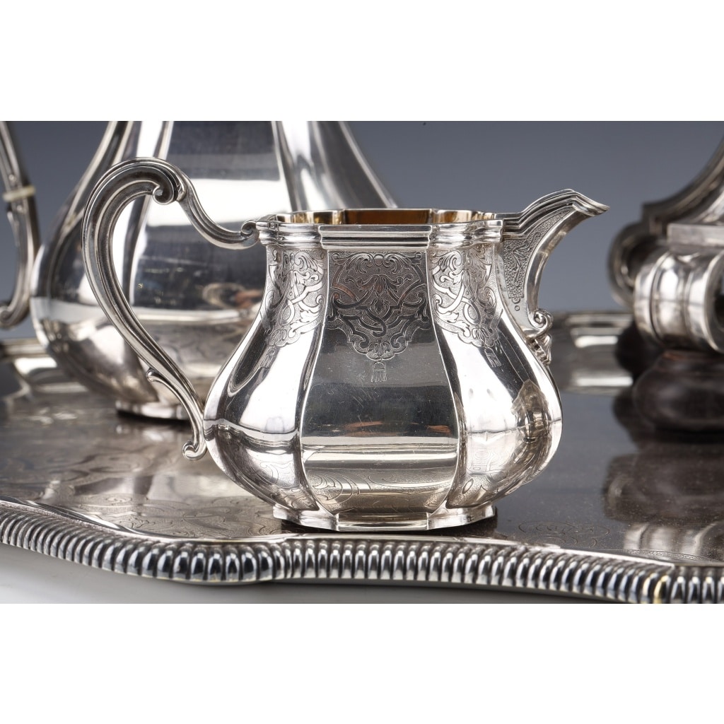 A. AUCOC – Service THE/CAFE 6 pieces argent XIXè | Biron 