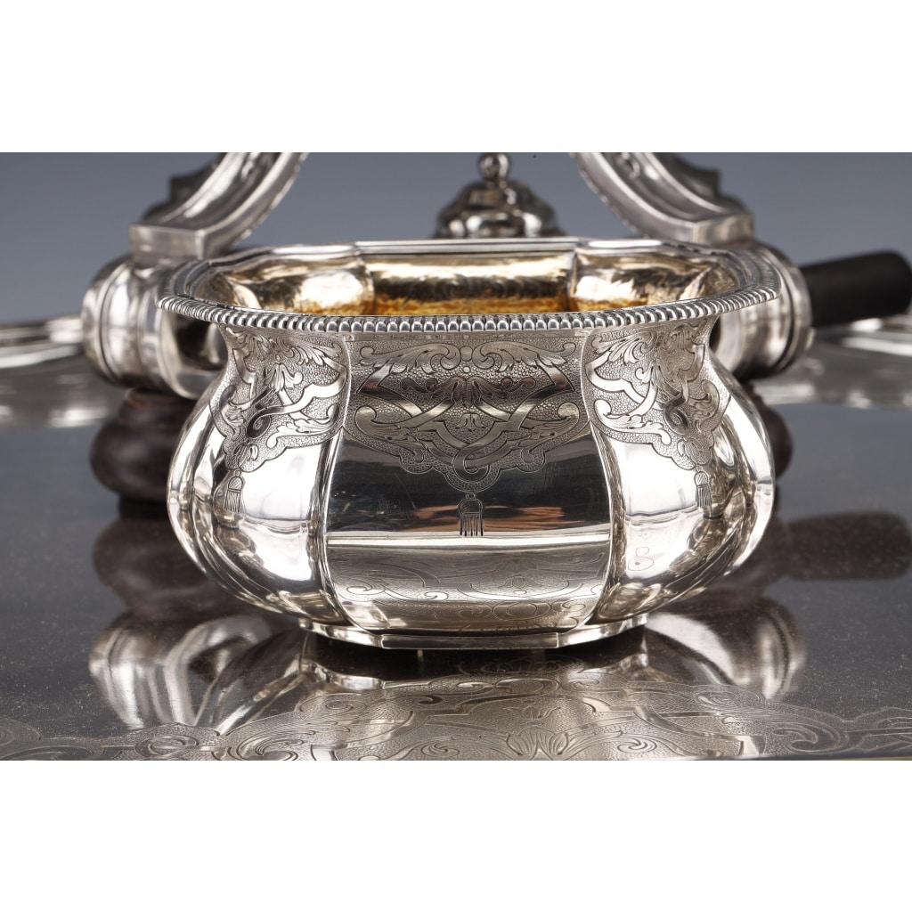 A. AUCOC – Service THE/CAFE 6 pieces argent XIXè | Biron 