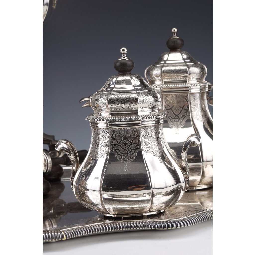 A. AUCOC – Service THE/CAFE 6 pieces argent XIXè | Biron 