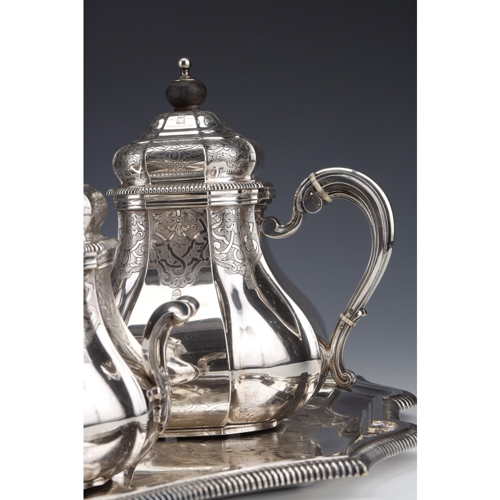 A. AUCOC – Service THE/CAFE 6 pieces argent XIXè | Biron 