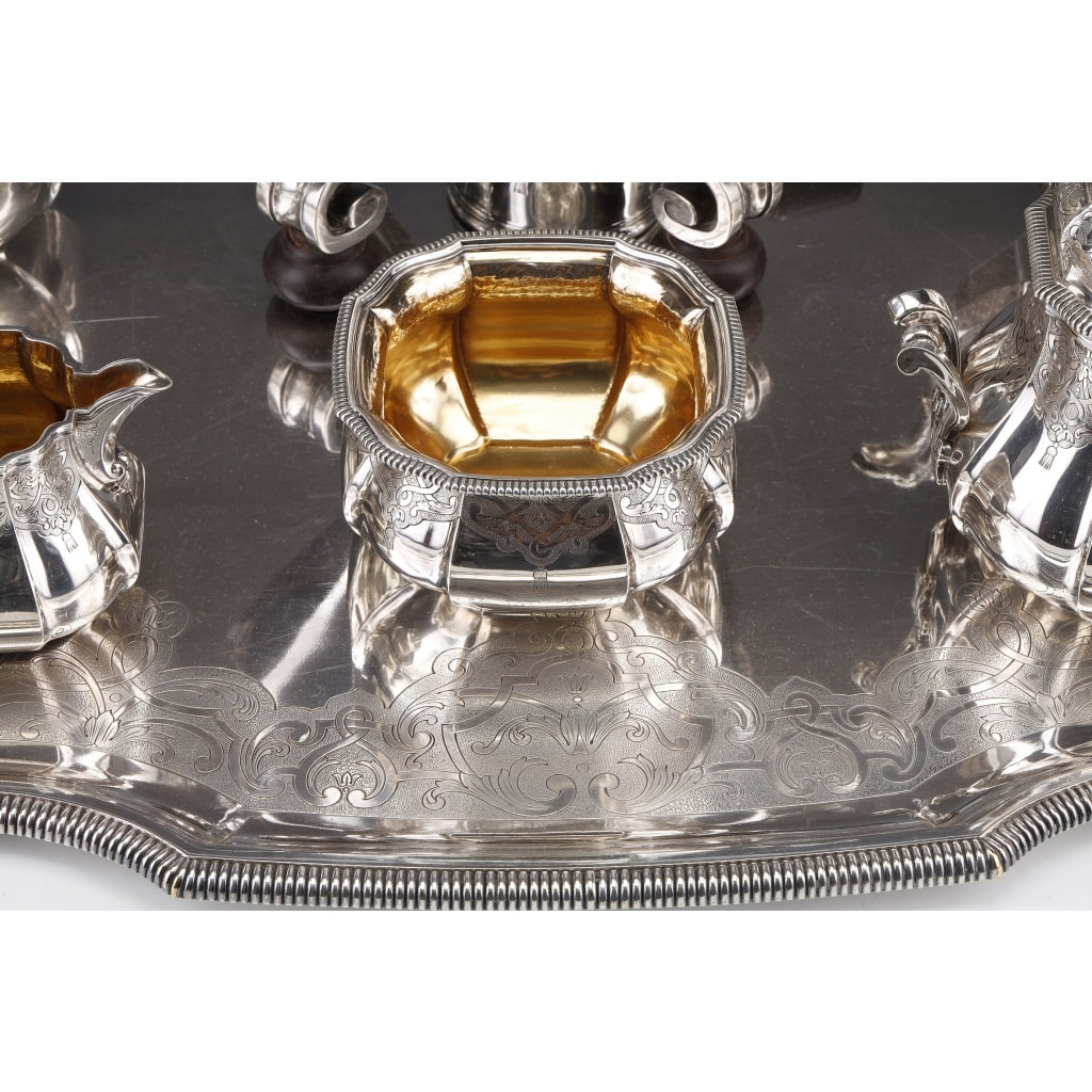 A. AUCOC – Service THE/CAFE 6 pieces argent XIXè | Biron 