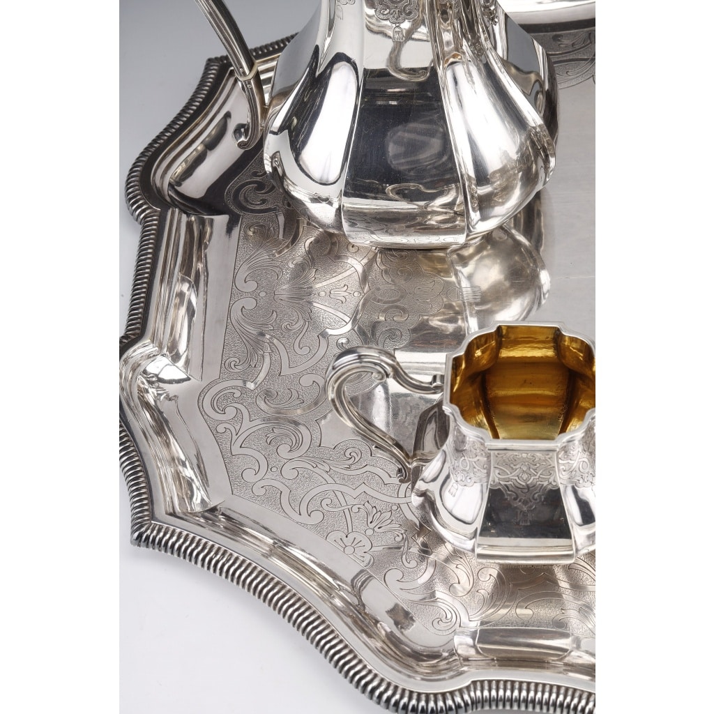 A. AUCOC – Service THE/CAFE 6 pieces argent XIXè | Biron 