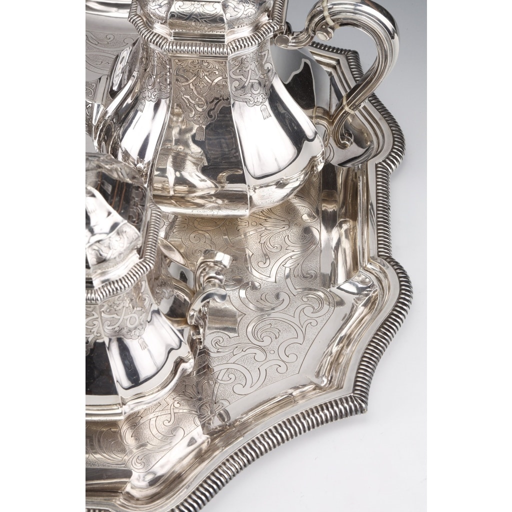 A. AUCOC – Service THE/CAFE 6 pieces argent XIXè | Biron 