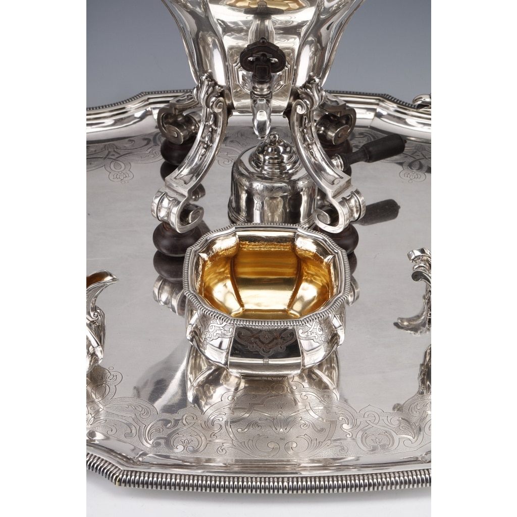 A. AUCOC – Service THE/CAFE 6 pieces argent XIXè | Biron 