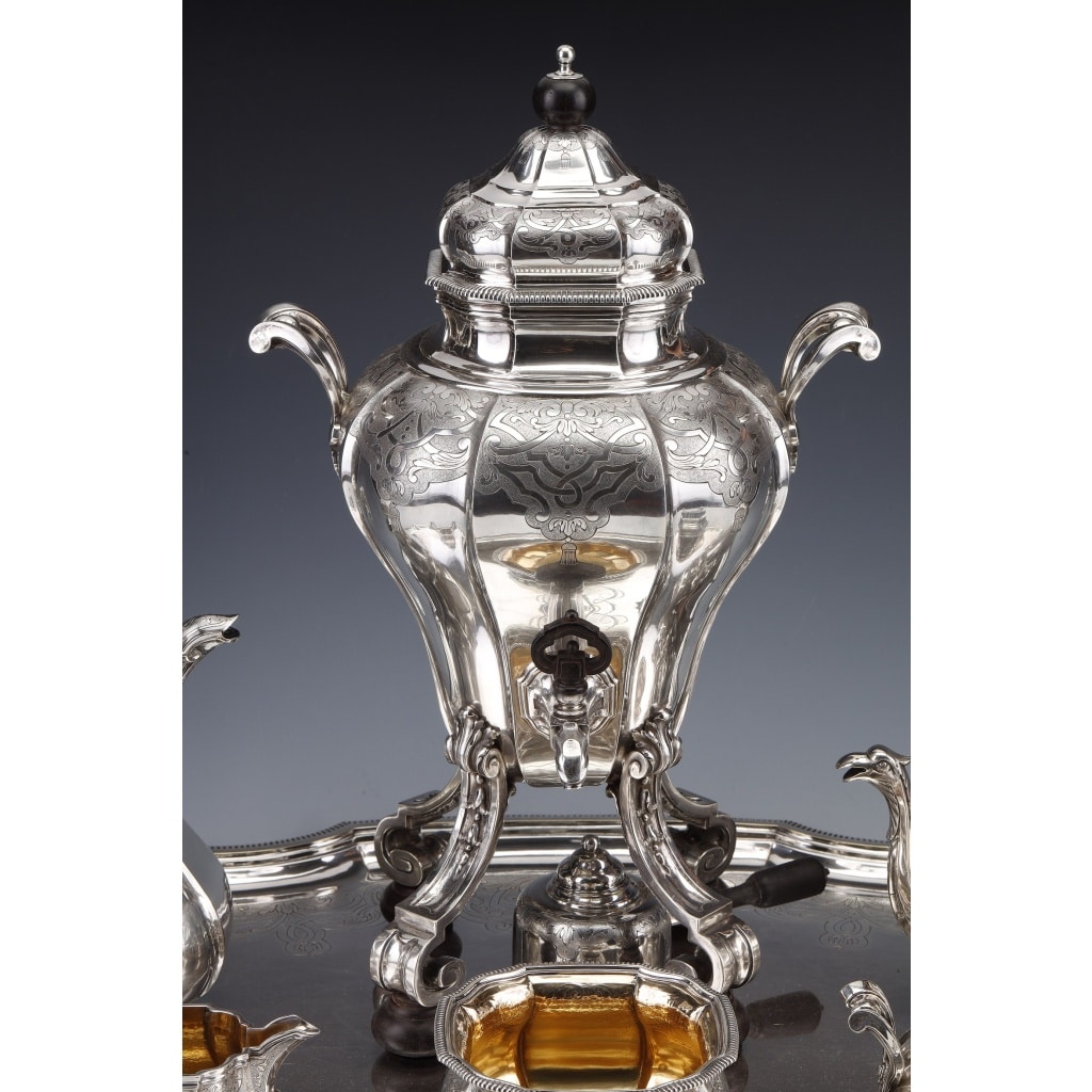A. AUCOC – Service THE/CAFE 6 pieces argent XIXè | Biron 
