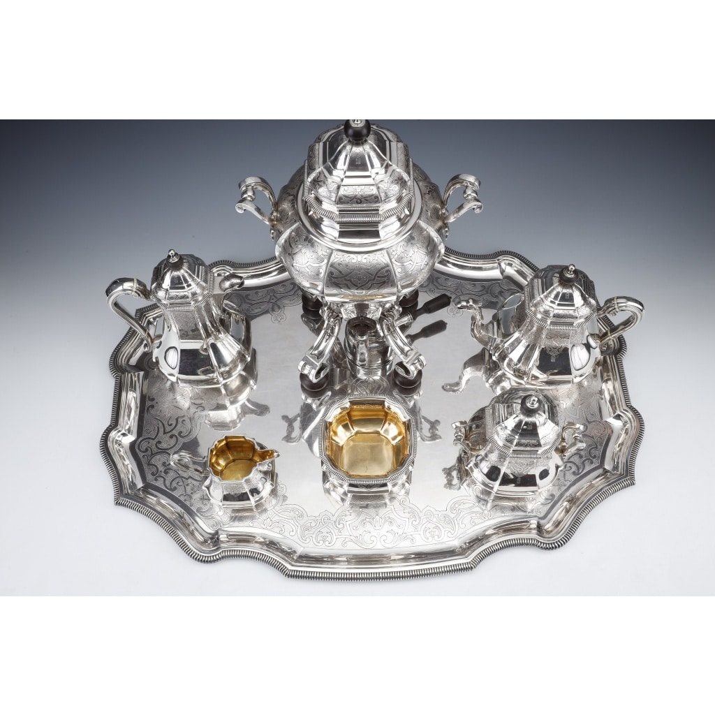 A. AUCOC – Service THE/CAFE 6 pieces argent XIXè | Biron 