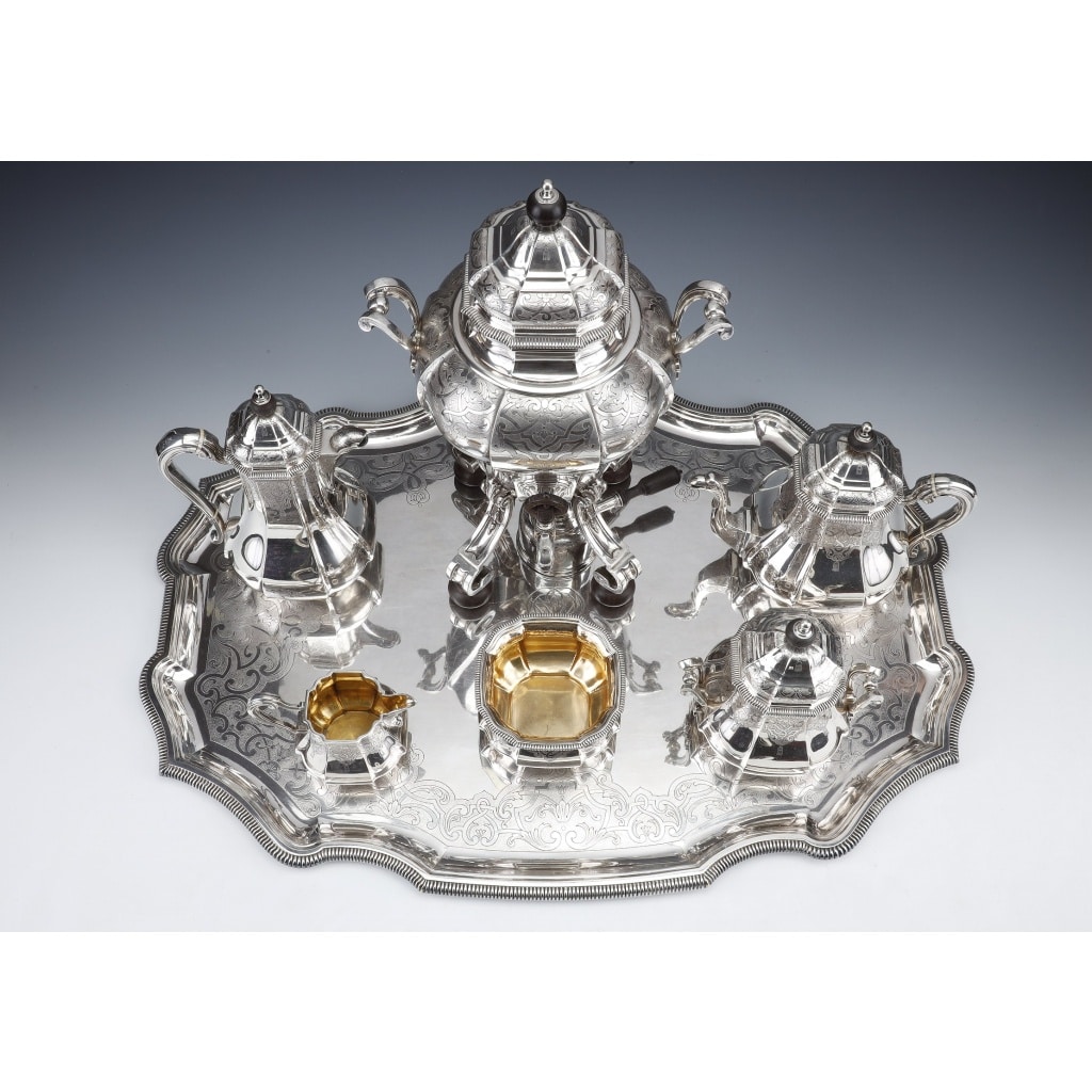 A. AUCOC – Service THE/CAFE 6 pieces argent XIXè | Biron 