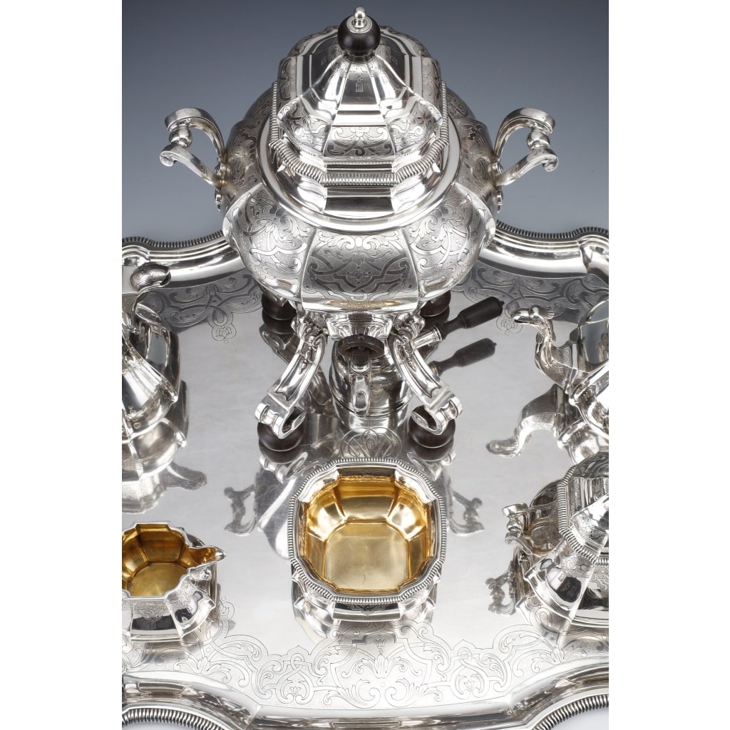 A. AUCOC – Service THE/CAFE 6 pieces argent XIXè | Biron 