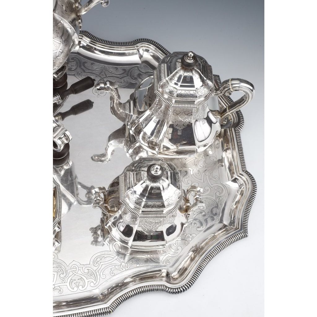 A. AUCOC – Service THE/CAFE 6 pieces argent XIXè | Biron 