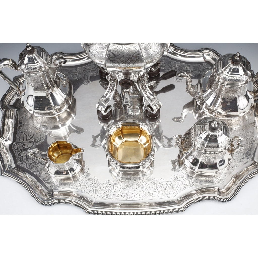 A. AUCOC – Service THE/CAFE 6 pieces argent XIXè | Biron 