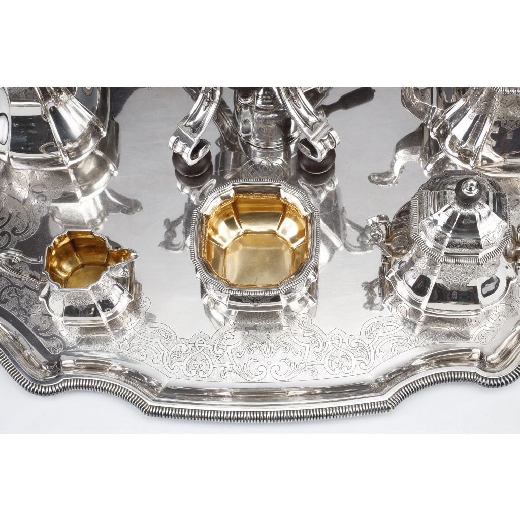 A. AUCOC – Service THE/CAFE 6 pieces argent XIXè | Biron 