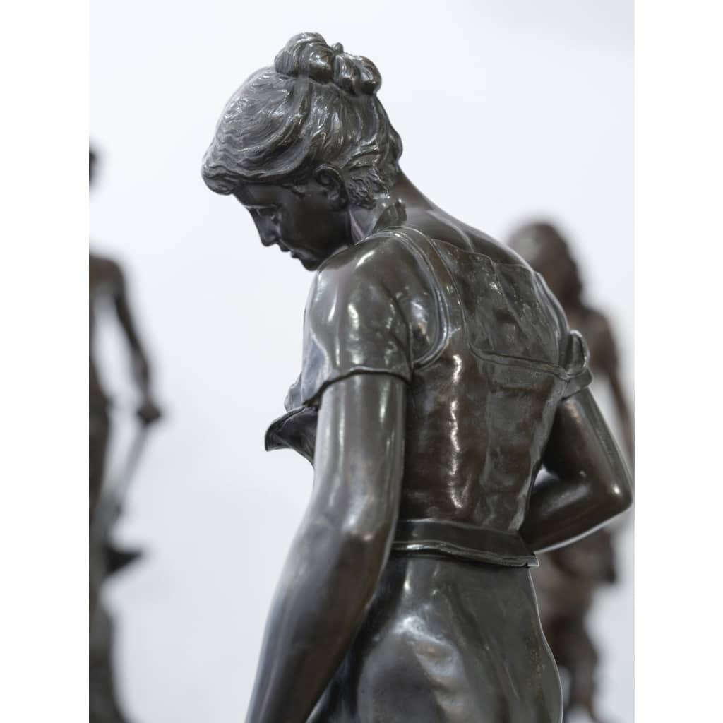 Sculpture – Le Retour des Hirondelles , Émile Joseph Nestor Carlier (1849-1927) – Bronze | Biron 