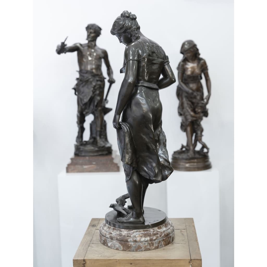 Sculpture – Le Retour des Hirondelles , Émile Joseph Nestor Carlier (1849-1927) – Bronze | Biron 