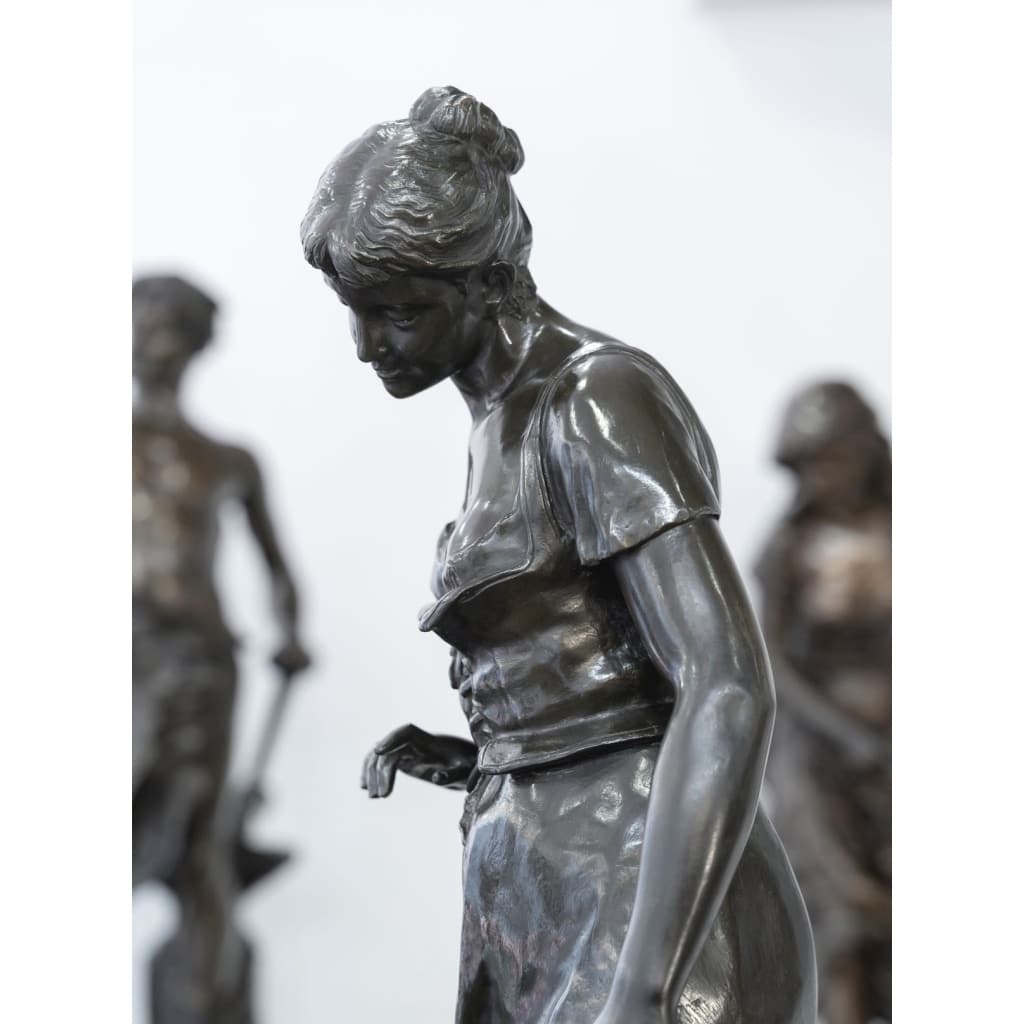Sculpture – Le Retour des Hirondelles , Émile Joseph Nestor Carlier (1849-1927) – Bronze | Biron 