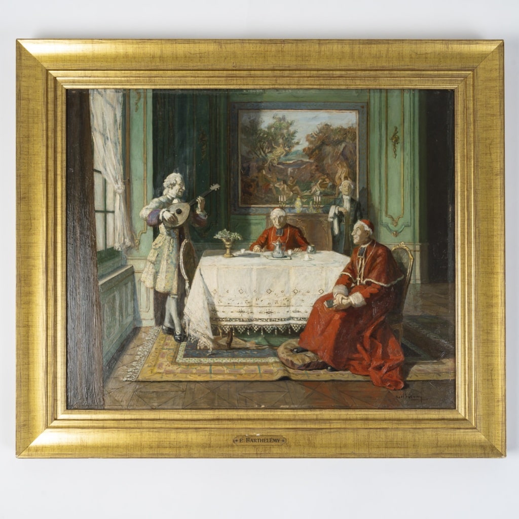 « La fin de dîner », Huile Sur Panneau Par Emilen Barthélemy (1885-1964) | Biron 