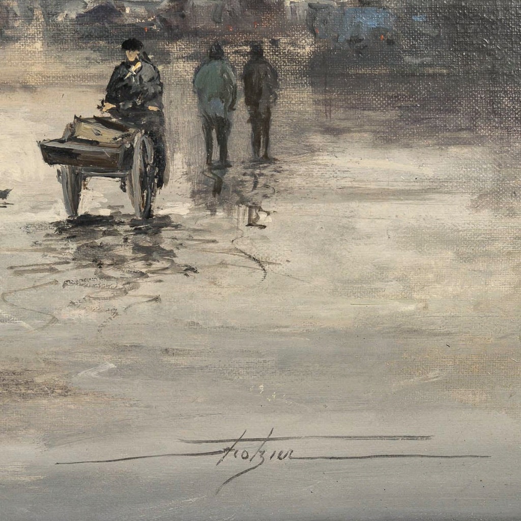 Jean Bernard Trotzier Vue animée de l’Opéra Garnier huile sur toile XXème siècle | Biron 
