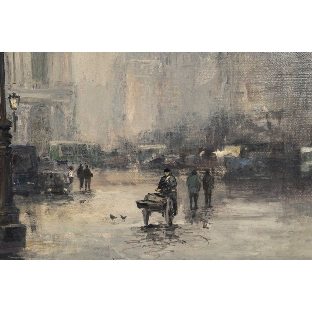Jean Bernard Trotzier Vue animée de l’Opéra Garnier huile sur toile XXème siècle | Biron 