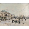 Jean Bernard Trotzier La Marchande de Fleurs Ambulante Place du Châtelet Huile sur Toile XXème siècle | Biron 