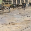 Jean Bernard Trotzier La Marchande de Fleurs Ambulante Place du Châtelet Huile sur Toile XXème siècle | Biron 