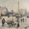Jean Bernard Trotzier La Marchande de Fleurs Ambulante Place du Châtelet Huile sur Toile XXème siècle | Biron 