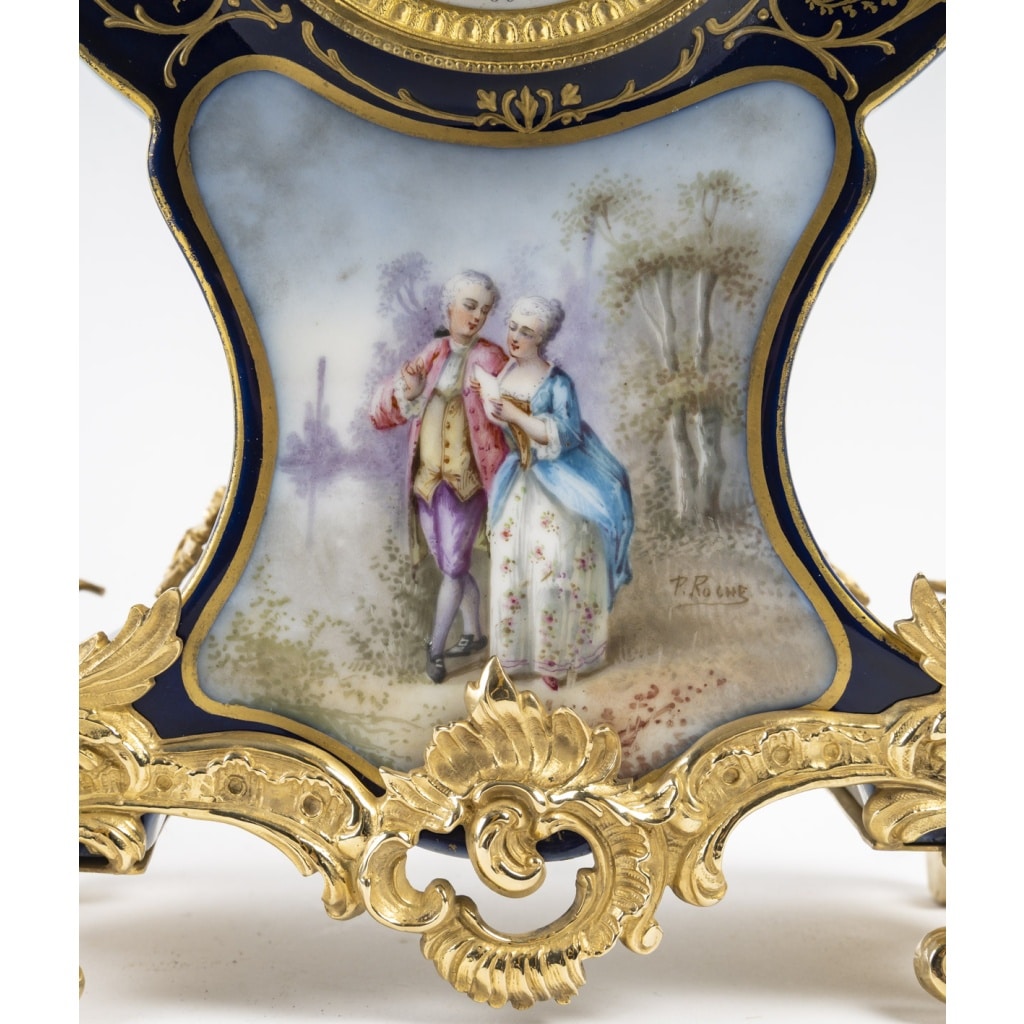 Fantaisie Galante pour Cartel à poser Néo-Rococo en porcelaine et bronze doré. Circa 1890 | Biron 