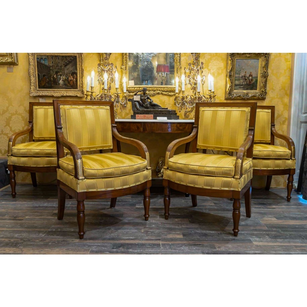 François Honoré Jacob (1770-1841) – Quatre grands fauteuils en acajou d’époque Empire vers 1810 | Biron 