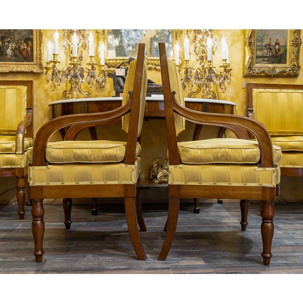 François Honoré Jacob (1770-1841) – Quatre grands fauteuils en acajou d’époque Empire vers 1810 | Biron 