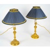 Paire de Bougeoirs vers 1820 de Style Louis XVI en Bronze Ciselé, Montée en Lampes | Biron 