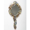 Miroir à main du 19ᵉ siècle en émail cloisonné sur bronze, avec un verre biseauté. | Biron 