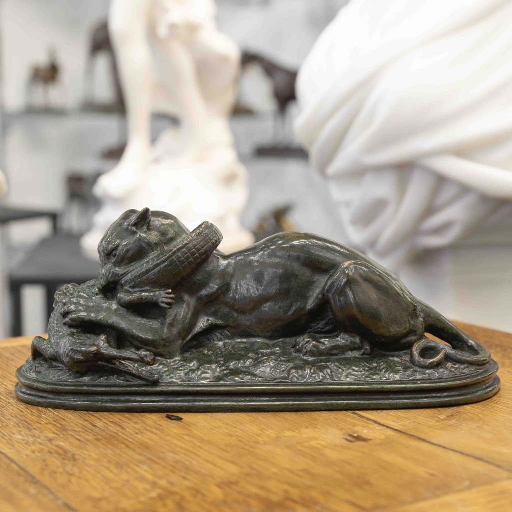 Sculpture – Tigre Dévorant Un Gavial , Antoine – Louis Barye (1795-1875) – Bronze | Biron 
