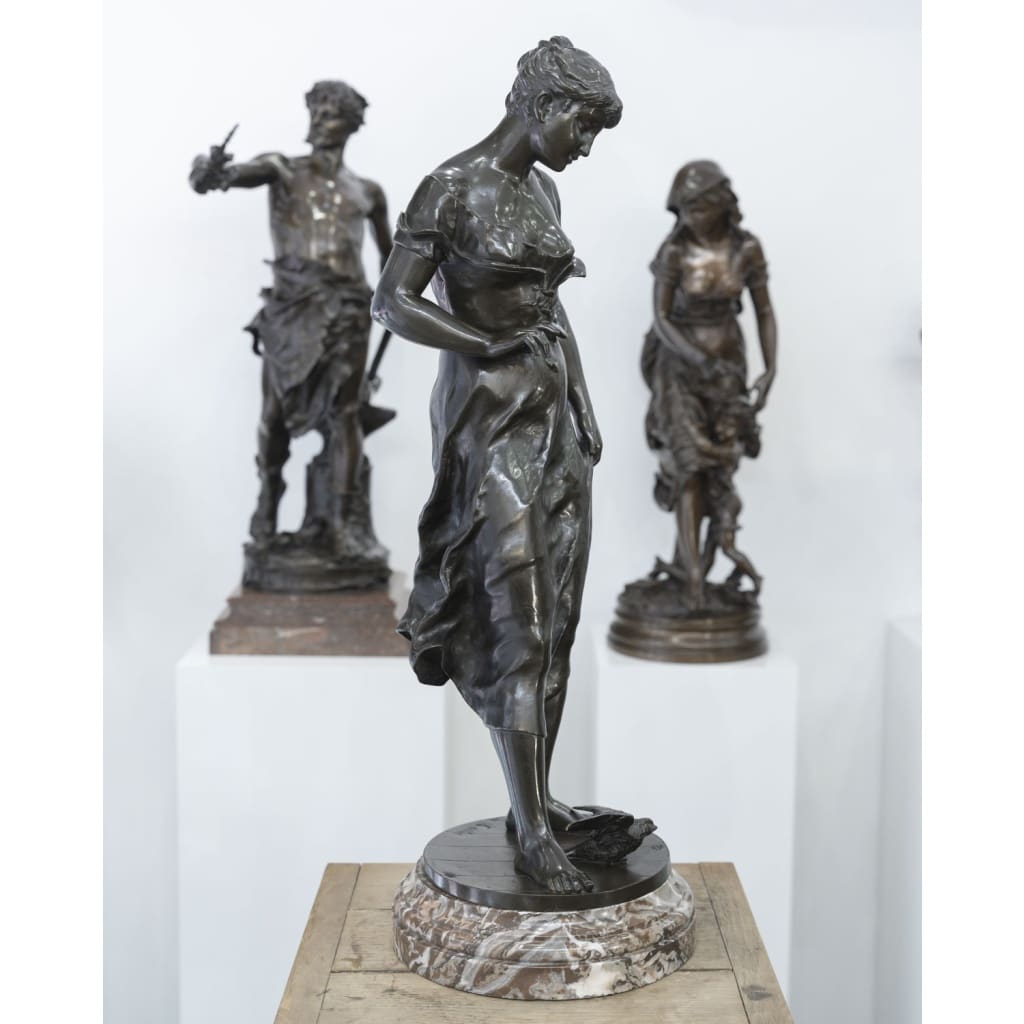 Sculpture – Le Retour des Hirondelles , Émile Joseph Nestor Carlier (1849-1927) – Bronze | Biron 