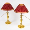 Paire de Flambeaux Rocaille Montée en Lampes en Bronze Ciselé et Doré Style Louis XV vers 1850 | Biron 