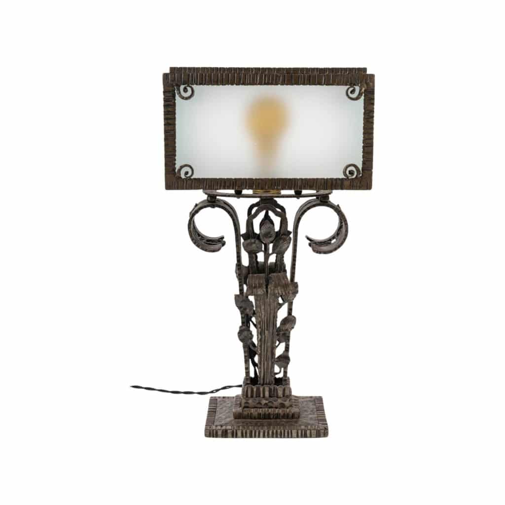 Lampe de table en fer forgé, Art Déco, 1930. | Biron 