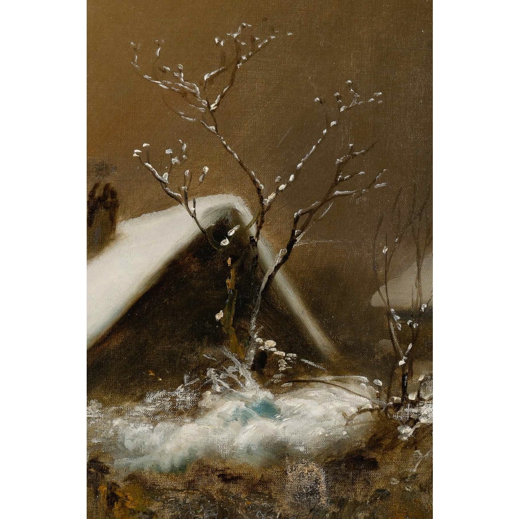 Théodore Levigne (1848-1912) Village sous la neige huile sur toile fin du XIXème siècle | Biron 