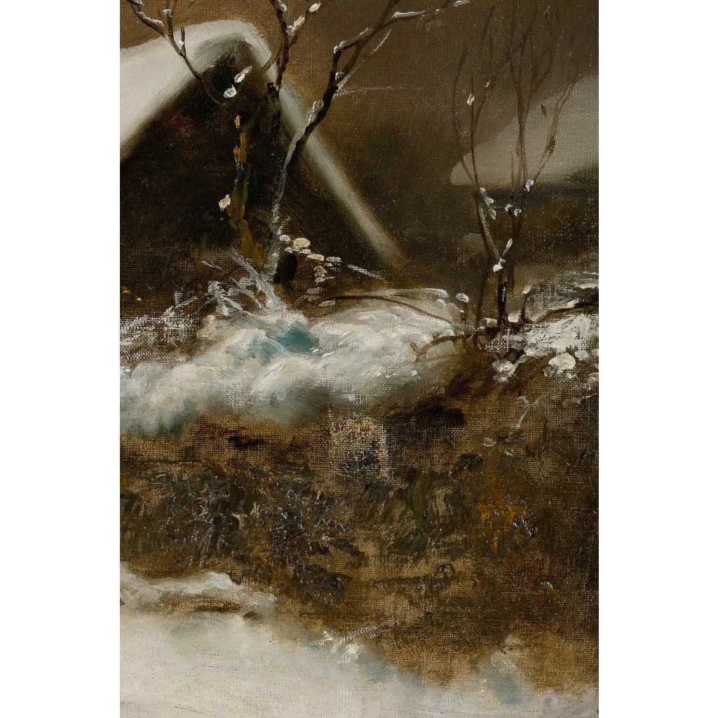 Théodore Levigne (1848-1912) Village sous la neige huile sur toile fin du XIXème siècle | Biron 