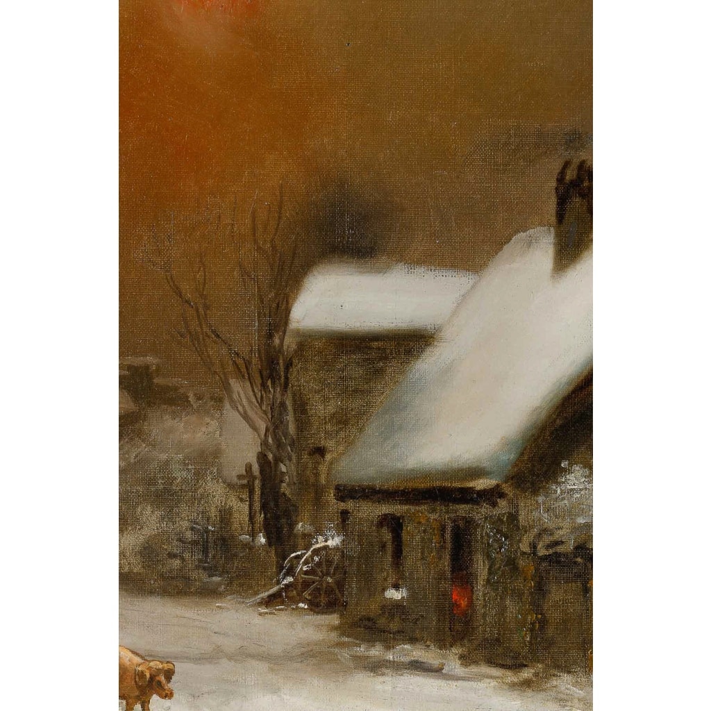 Théodore Levigne (1848-1912) Village sous la neige huile sur toile fin du XIXème siècle | Biron 