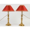 Paire de bougeoirs en bronze doré d’époque Louis XVI à décor de cannelures, montée en lampes | Biron 