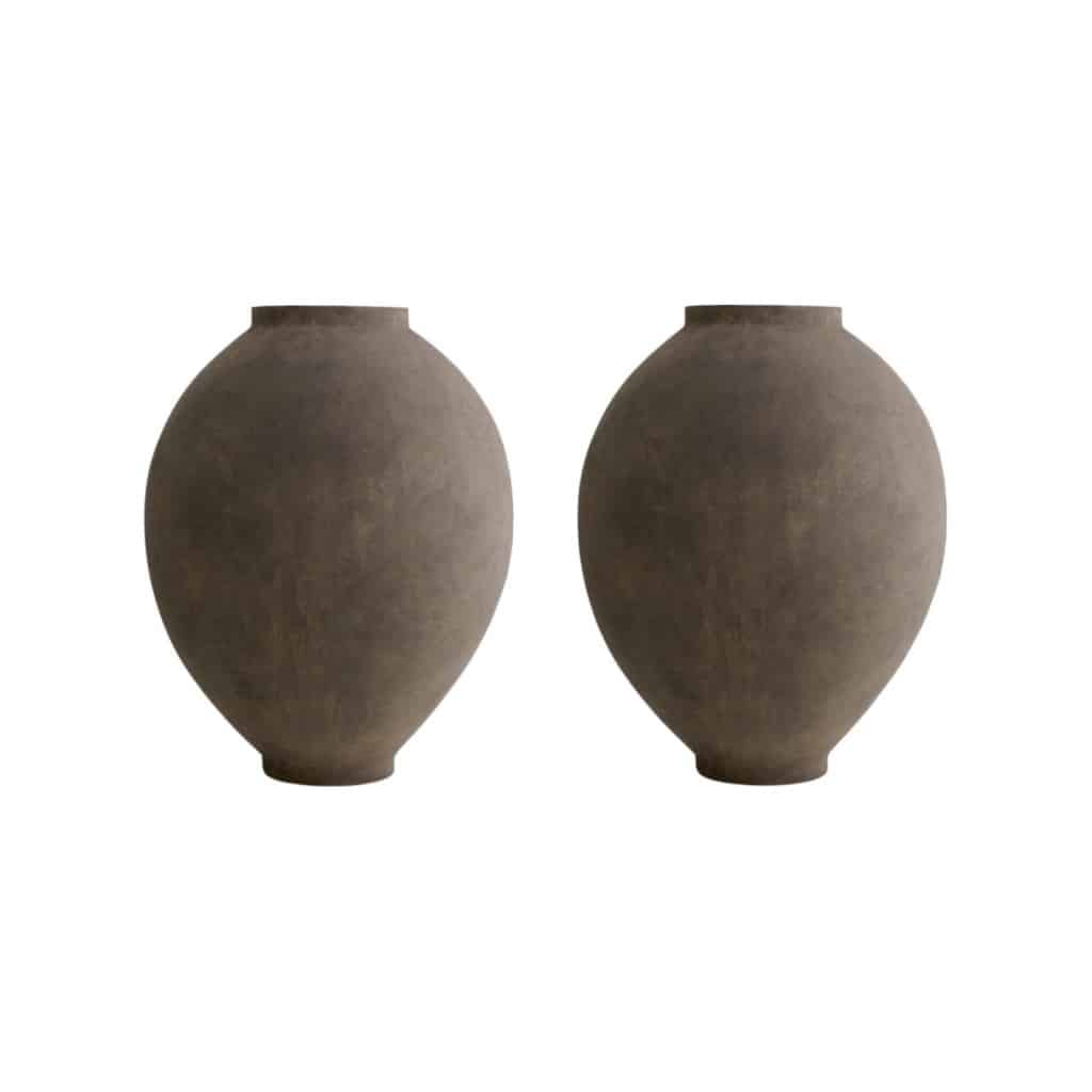 Paire de vases, Jars, couleur Taupe en terre cuite. | Biron 