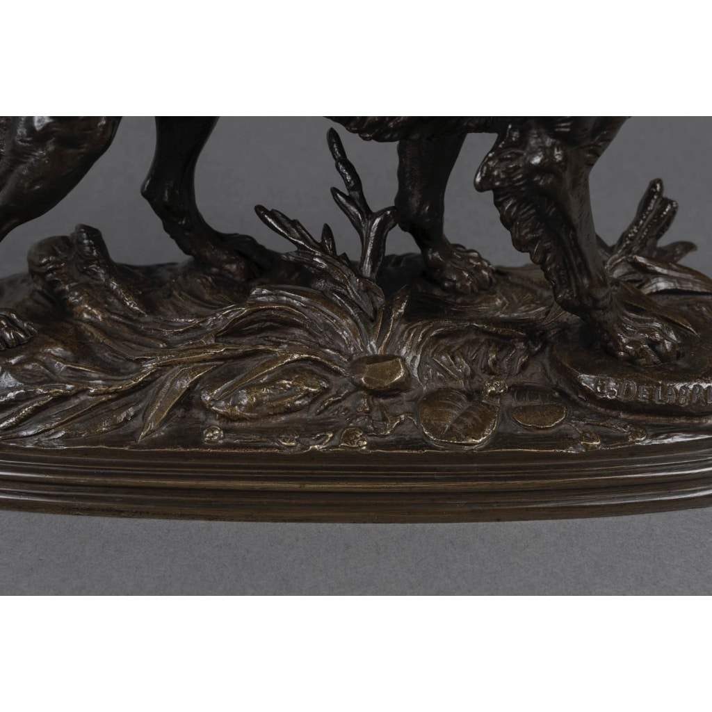 Sculpture – Chien épagneul à l’affût , Paul – Édouard Delabrièrre (1829-1912) – Bronze | Biron 