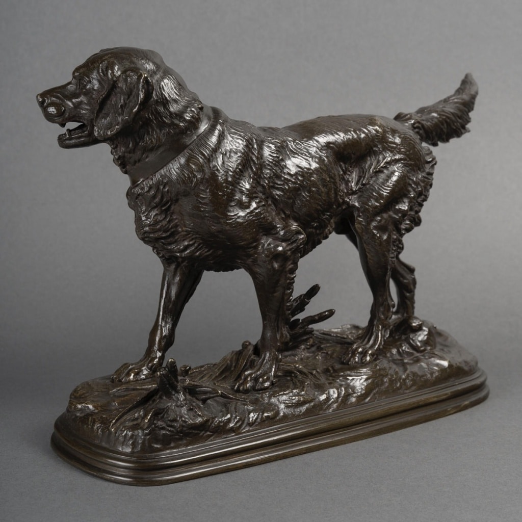 Sculpture – Chien épagneul à l’affût , Paul – Édouard Delabrièrre (1829-1912) – Bronze | Biron 