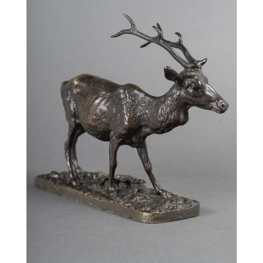 Sculpture – Le Cerf Marchant , Pierre – Jules Mêne (1810-1879) – Bronze | Biron 