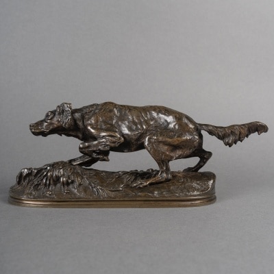 Sculpture - Chien Épagneul "Sultan" , Pierre - Jules Mêne (1810-1879) - Bronze