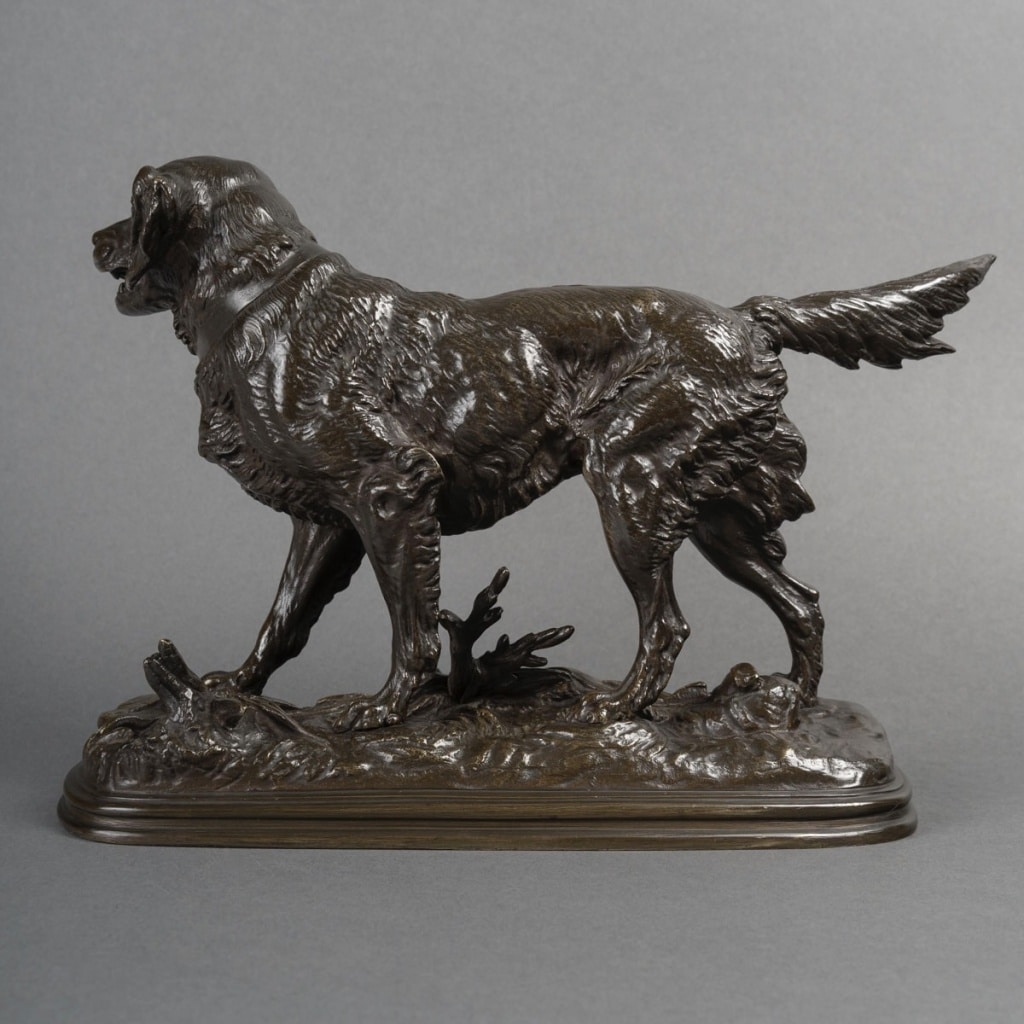 Sculpture – Chien épagneul à l’affût , Paul – Édouard Delabrièrre (1829-1912) – Bronze | Biron 