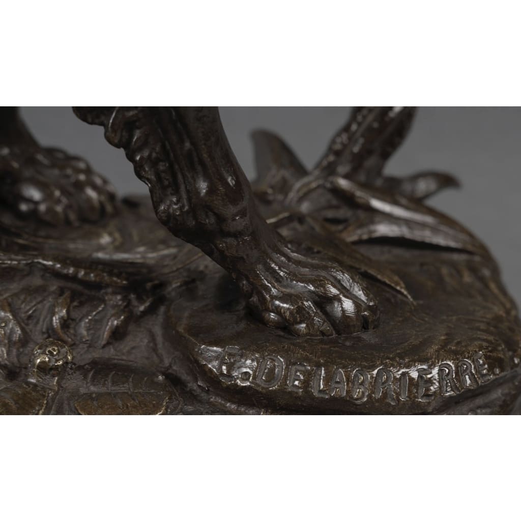Sculpture – Chien épagneul à l’affût , Paul – Édouard Delabrièrre (1829-1912) – Bronze | Biron 