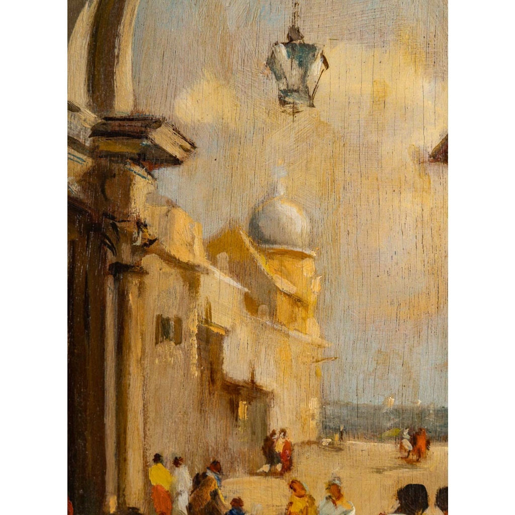 Attilio Achile Bozzato (1886-1954) Venise Cappricio avec l’Arche della Torre dell’Orologio huile sur bois | Biron 