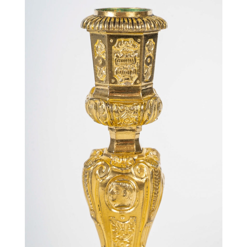 Paire d’appliques dite Aux Zéphyrs en bronze ciselé et doré XIXème siècle | Biron 