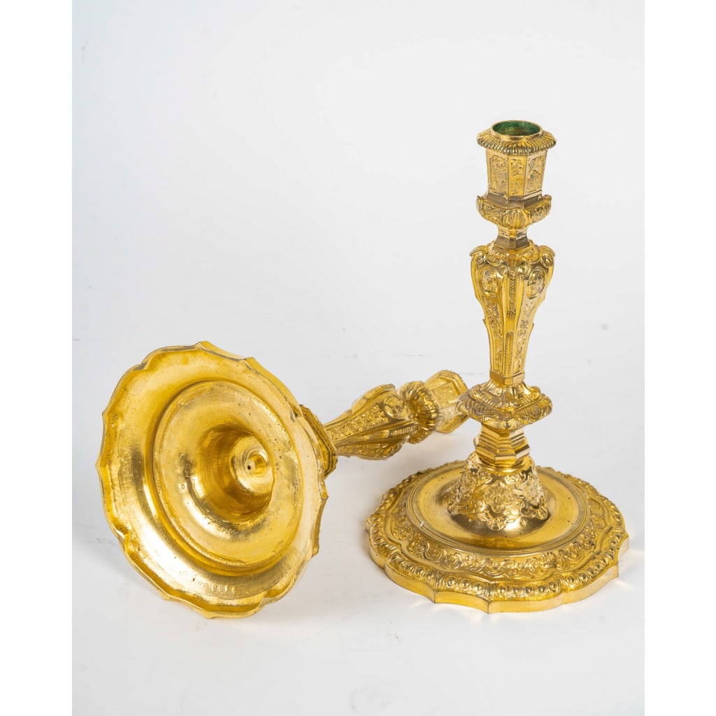 Paire d’appliques dite Aux Zéphyrs en bronze ciselé et doré XIXème siècle | Biron 