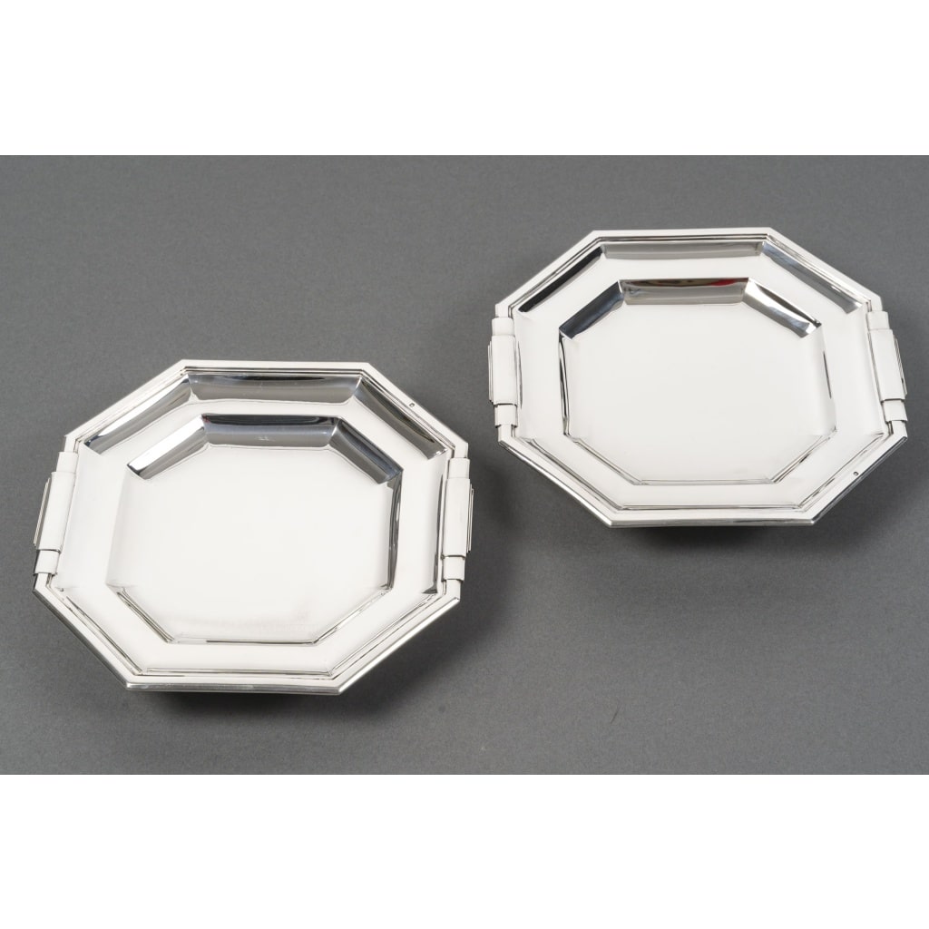 LAPPARRA – Paire de coupes sur pied argent massif XXe ART DECO | Biron 
