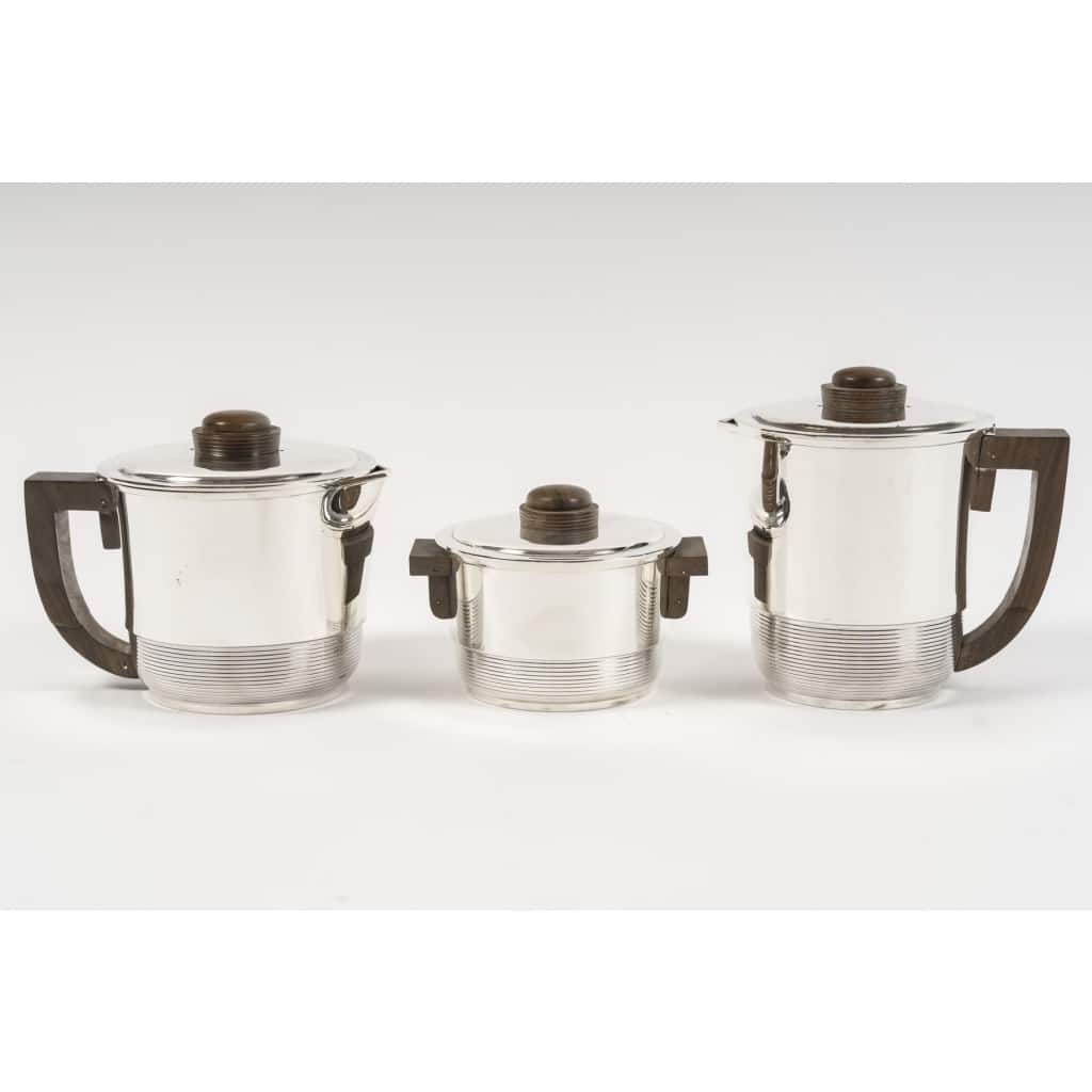 Fouquet Lapar – Service thé café 3 pièces argent massif ART DECO | Biron 